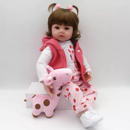 Boneca Bebe Reborn Silicone Girafinha Menina 48cm Realista