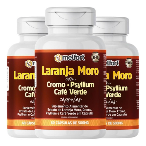 Kit 3x Laranja Moro + Café Verde 500mg 60cps Melforts