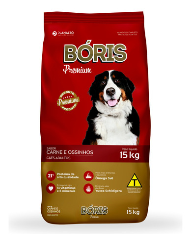 Ração 15kg Premium Para Cão Adulto Sabor Carne E Ossinho