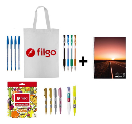 Imagen 1 de 2 de Kit Escolar Filgo Universitario Secundario + Cuaderno Fg609