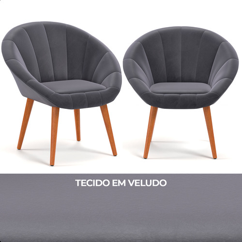 Poltrona Sala De Jantar Sofia Decorativa Em Veludo Bege Cor Cinza Desenho Do Tecido Liso
