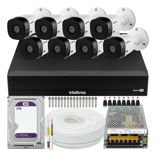 Kit Cftv Intelbras 8 Câmeras Vhl 1220 Full Hd 3116 2t Purple