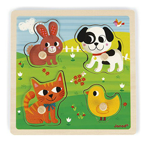 Janod Jura Toys J07080 Tactile My First Animals Puzzle.