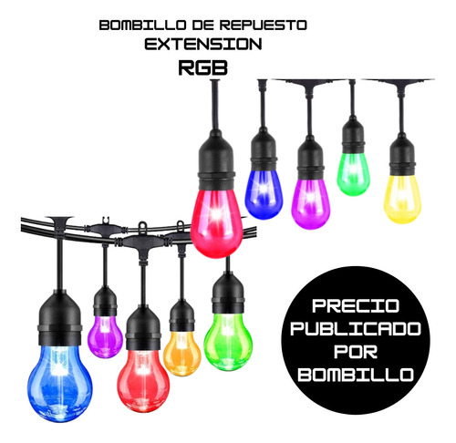 Bombillo Rgb Para Extenciones De Luces Vintage Repuesto