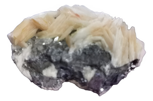 Cerusita Fluorecente Con Barita Y Galena Mineral Rosa Claro (Usado)