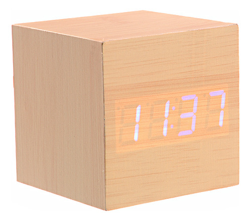 Mini Reloj Despertador De Madera Con Forma De Cubo, Activado