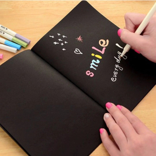 Cuaderno Negro Diferentes Diseño 21x14 Cm / Libreta Negra