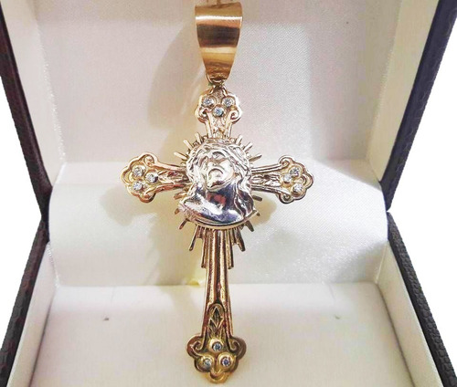 Imagem 5 de 7 de Pingente Cruz Face De Cristo 14 Gramas Ouro 18k 750