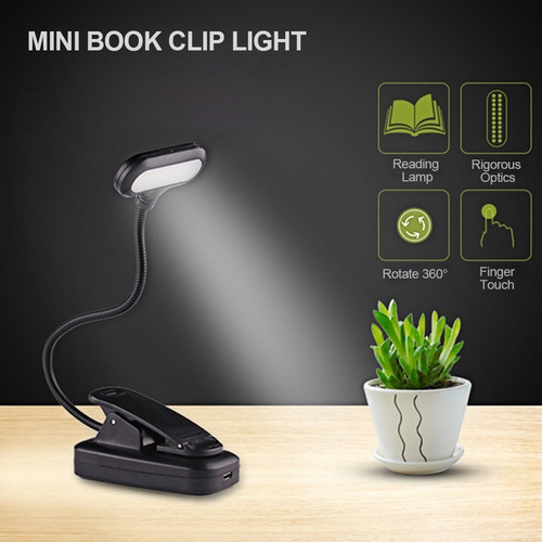 Lampara Led De Escritorio Util Recargable Flexible Con Clip