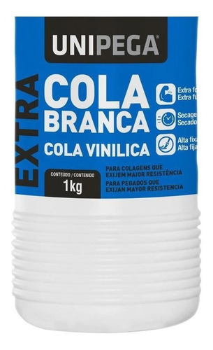 Kit 5 Cola Branca Líquida Extra Adesivo Pva 1kg Madeira Cor Branco