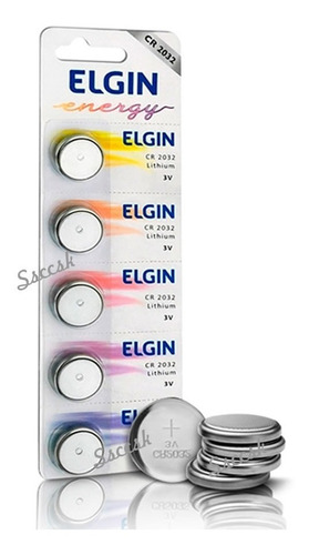 5 Baterias De Lithium Botão Cr2032 Elgin