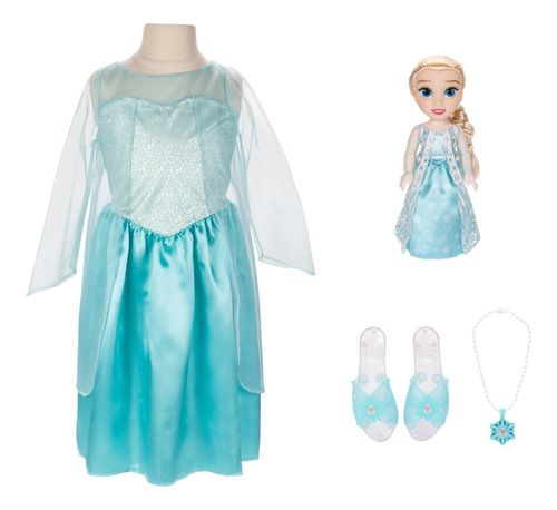 Disney Princesas Muñeca Elsa Niña + Vestido Talla 4-6x