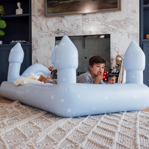 Cama Y Colchón De Aire Para Niños Azul Individual Portátil