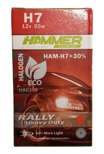 Bombillo H7 Marca Hammer 55w 12v 30% Mas Luz 
