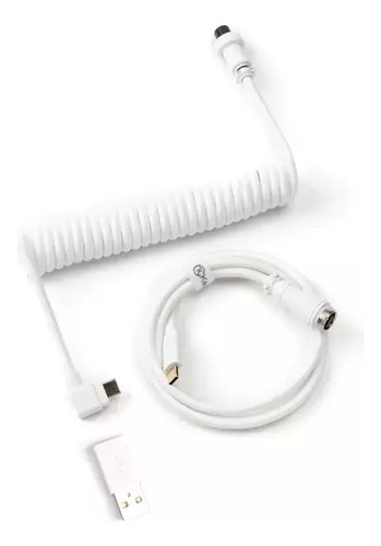 Cable Keychron Coiled Aviator Usb White Angled