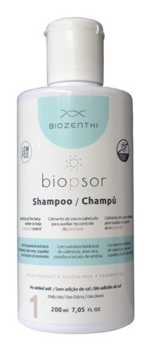 Biopsor Tratamento Psoríase Shampoo 200ml  Vegano Sem Glúten