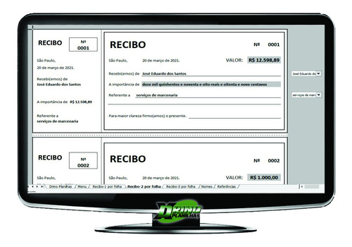 Planilha Para Impressão De Recibo