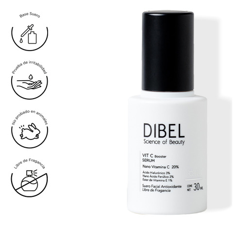 Dibel Serum Vitamin C 20% Hialurónico Ferúlico Booster 30ml Envejecida Con Manchas Y Flaccidez
