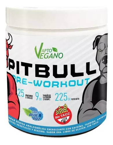 Pre Work - Pitbull  Pre Entreno Apto Vegano 225grs