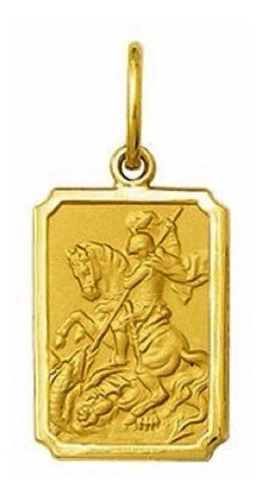 Medalha 1,5cm Sao Jorge Ouro 18k Pingente Quadrada Retangula