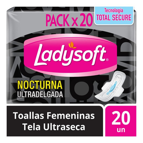 Toalla Femenina Nocturna Ladysoft Ultradelgada Ultraseca 20u