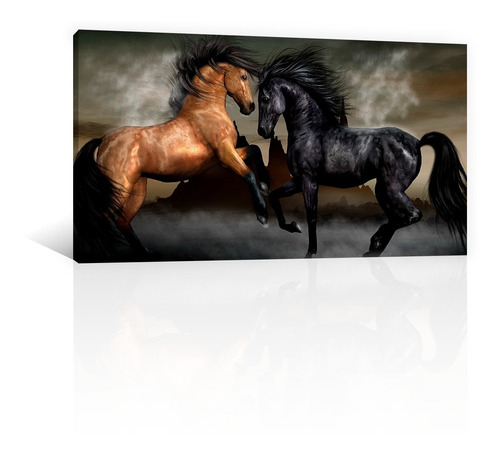 Cuadro Decorativo Canvas Pintura Impresa Caballos Salvajes