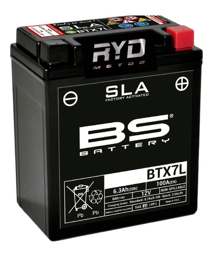 Bateria Btx7l = Ytx7l-bs Honda Tornado 250 Bs Battery Ryd