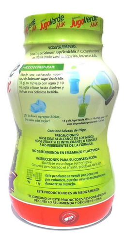 Imagen 3 de 3 de Jugo Verde Mix Fibra Para Mezclar En Polvo 1 Kg Solanum