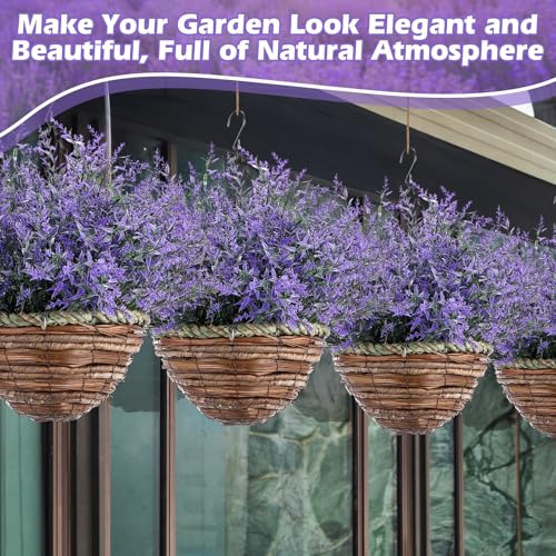 2 Sets De Flores Artificiales De Lavanda Con Cesta Colgante