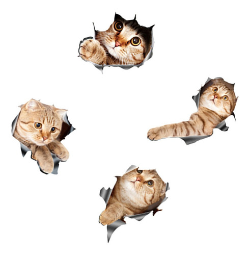 4pcs 3d Gato Coche Pegatinas De Dibujos Animados Ventana Peg
