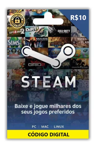 Comprar Cartão Steam Pré Pago R$ 10 Reais