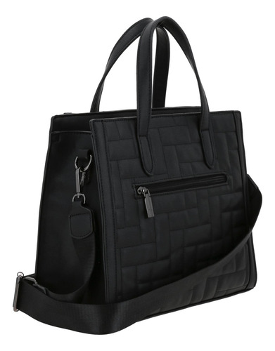 Bolso Tipo Satchel Gorétt By Chenson Capitonado Priss P25 Negro Lisa Níquel Negro