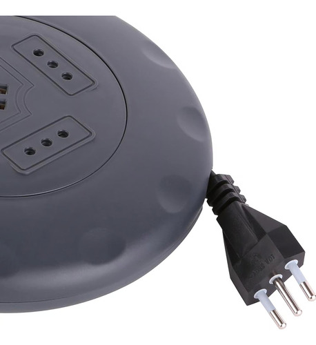 Alargador 4 Tomas 5 M 2 Usb Retráctil Negro Halux