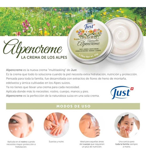 Imagen 5 de 7 de Crema Humectante Swiss Just Edición Especial Alpencreme 50g