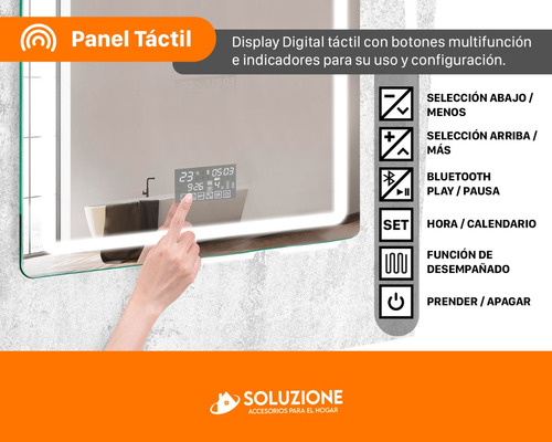 Espejo Smart Inteligente Luz Led 60 X 90cm Bluetooth Premium