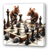 Comprar Cuadro 60x60cm Raton Ajedrez Juego Chess Dibujo Play M3