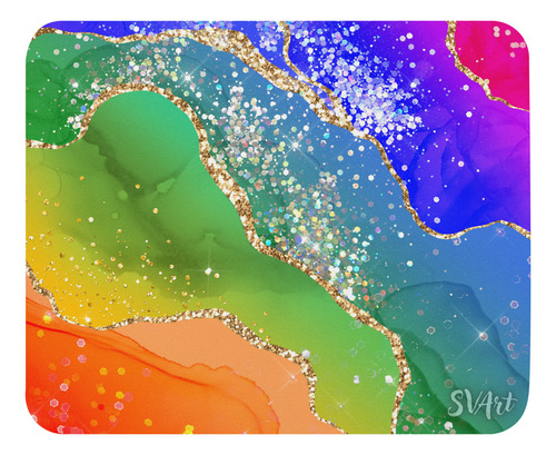 Mouse Pad Svart Diseño Con Colores Arcoiris Md2