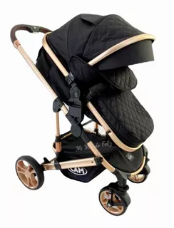 Coche Moisés Bebé Babycam Galaxy - Plegado Fácil, Dorado y Negro