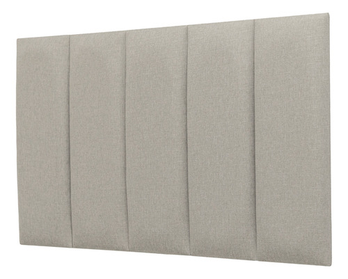 Cabeceira Solteiro Modelar Casa Estofada Modular Ripada Adesiva Com 5 Placas 60x20 Medida Montada 100x60cm Na Cor Linho Prata