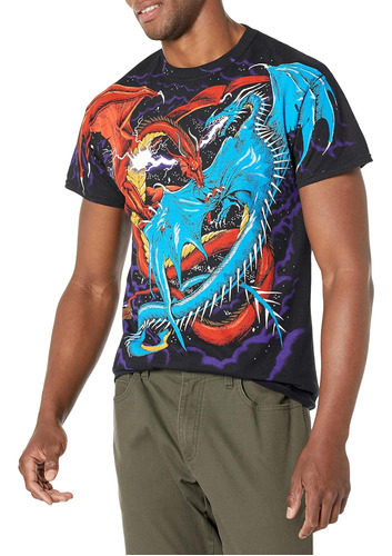 Liquid Blue Polera Con Estampado Integral De Dragones De D