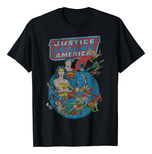 Polera Con Póster Retro De La Liga De La Justicia De Dc Co