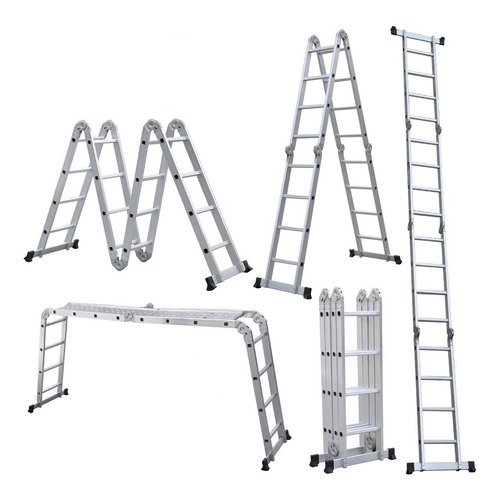 Escalera De Aluminio Articulada Plegable 16 Peldaños 4.7m