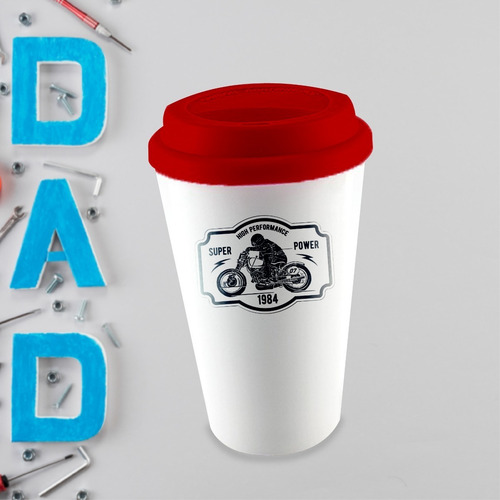 Imagen 5 de 9 de Vaso Térmico De Cerámica Regalo Día Del Padre 12oz Tapa Goma