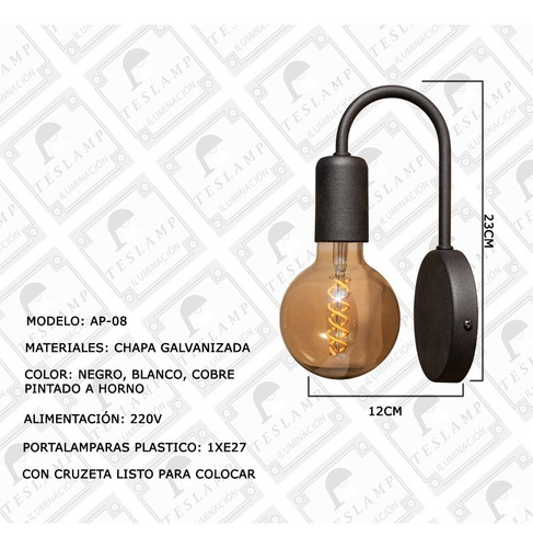 Pack X3 Lampara Aplique Pared Minimalista Apto Led