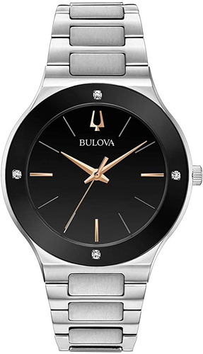 Reloj Bulova  Con Diamantes Para Caballero 96e117