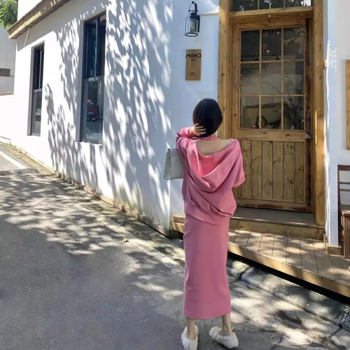 Conjunto De Sudadera Con Capucha Y Vestido De Estilo Coreano