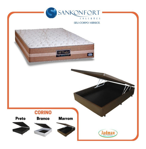 Cama Box Baú Padrão Viúva + Colchão Le Confort 128x188 Cor Marrom