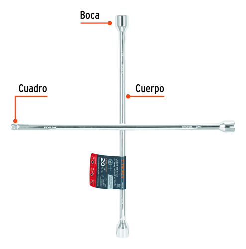 Llave Cruz Universal 20´ Auto Mecanico Cambiar Llanta 18024