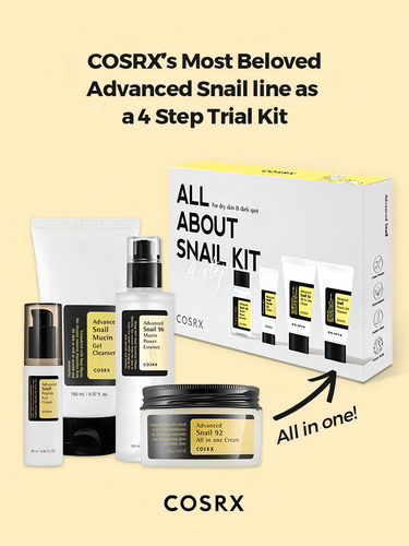 Kit De Viaje Cosrx Snails All About Snail 4 Pzas