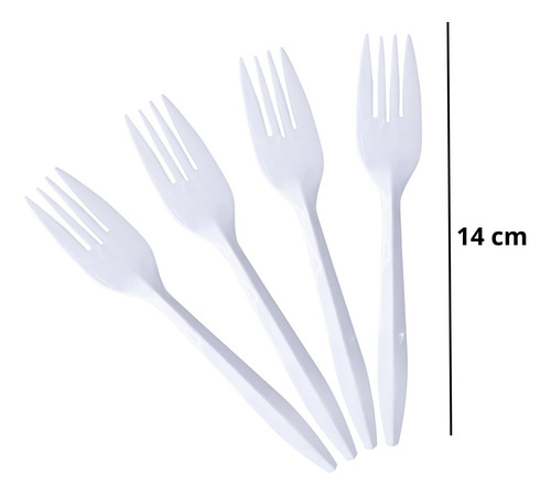 Tenedor Plástico Desechable Blanco X 100 Unidades